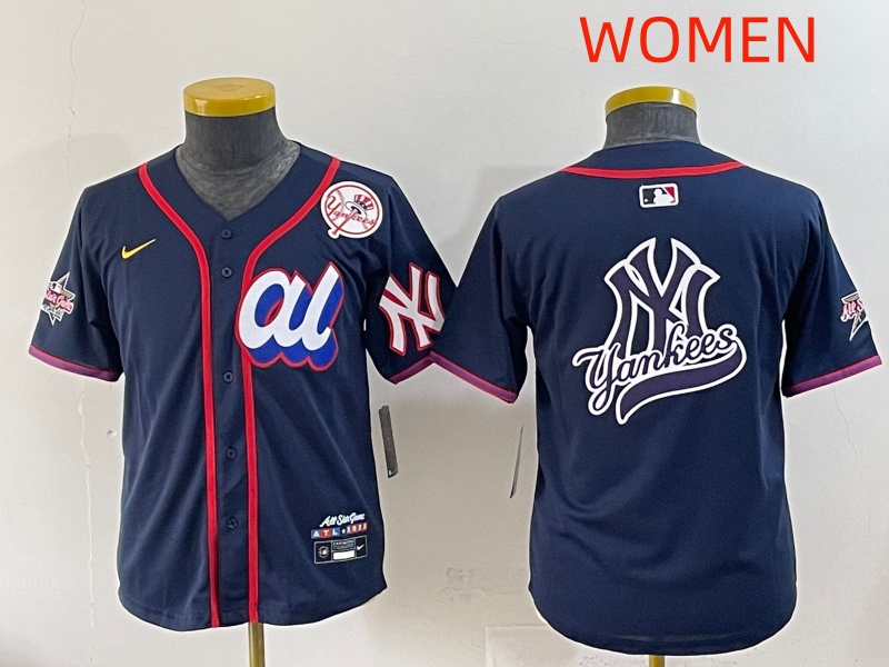 Women 2025 New York Yankees Blank Drak Blue All star Blank Blue Nike MLB Jersey style 11->women mlb jersey->Women Jersey